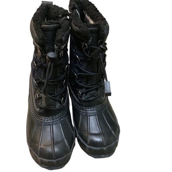 LANDS' END BOYS Black & Blue Winter Snow Boot Drawstring Round Toe- Size 11M - Picture 3 of 7